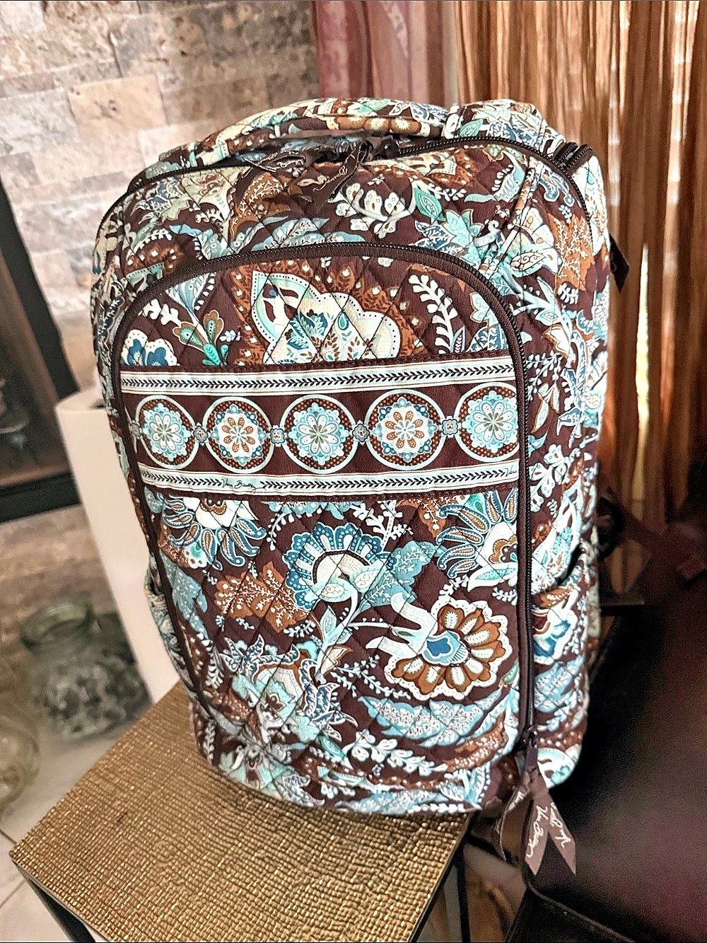 Vera Bradley Campus Backpack in Brown & Blue